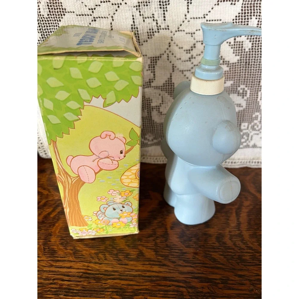 VTG 1981 Avon Teddy Bear Baby Lotion Dispenser Blue PARTIAL 10 oz Original Box